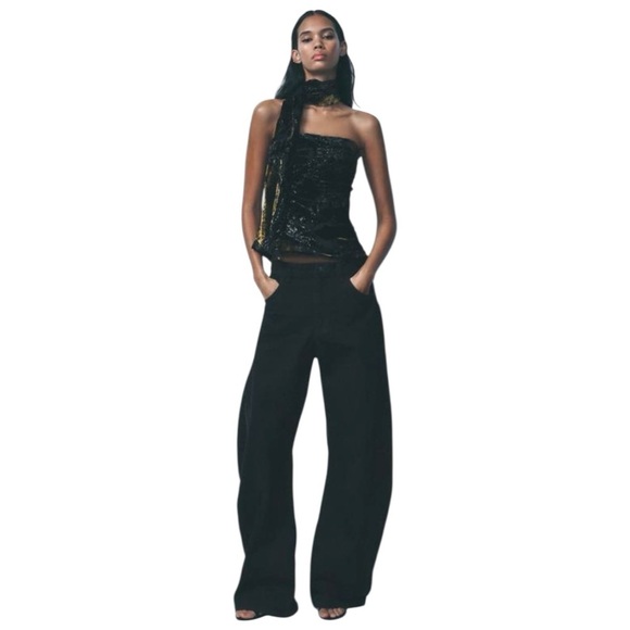 ✨ ZARA Velvet Neck Scarf Top | Size L | New - Picture 5 of 10